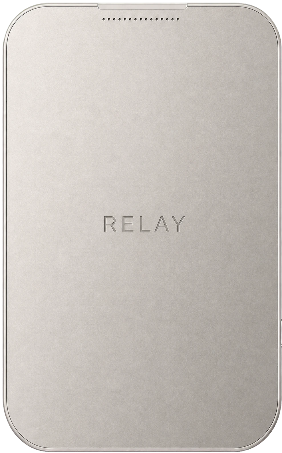 Relay Thin in precision-finished champagne aluminum with an engraved RELAY wordmark